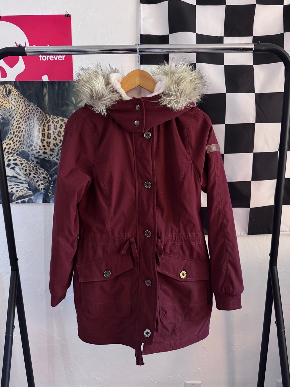 Hollister Co. Burgundy Hooded Winter Coat